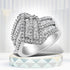 14K White Gold 1-1/2 Cttw Round and Baguette Diamond Bypass Cocktail Ring Band (H-I Color, SI1-SI2 Clarity) - Size 7 by Bids.com