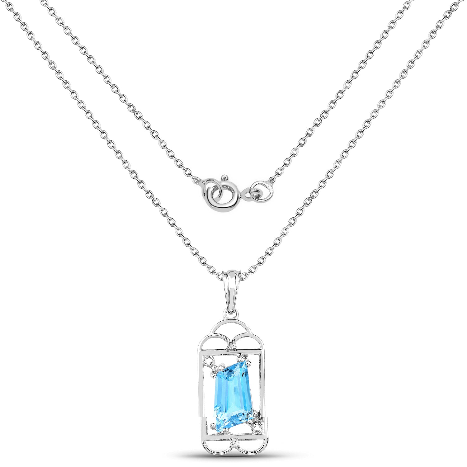 4.57 Carat Genuine Swiss Blue Topaz &amp; White Topaz .925 Sterling Silver Pendant by Bids.com