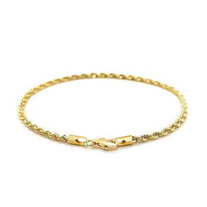 2.5mm 14k Yellow Gold Solid Diamond Cut Rope Bracelet by Bids.com