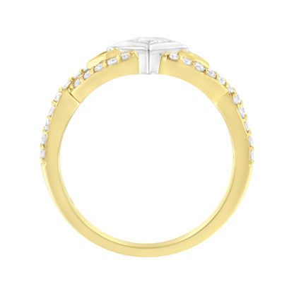 10K Two Tone Color 2/3 Cttw Diamond Kite and Twist Shank Ring (H-I Color,SI2-I1 Clarity) by Bids.com