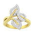 10k Yellow and White Gold 1/2 Cttw Baguette and Round Diamond Bypass Triple Leaf Ring (I-J Color, I1-I2 Clarity) - Size 7 by Bids.com