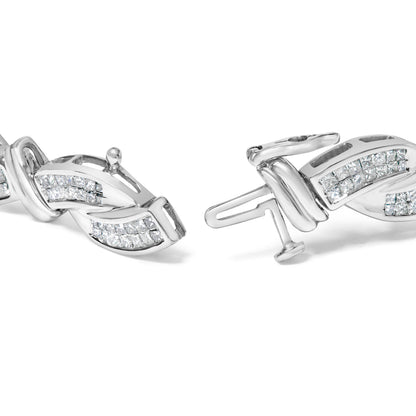 14K White Gold 4.0 Cttw Invisble Set Princess-Cut Diamond Wave Style Link Bracelet (H-I Color, SI2-I1 Clarity) - 7" by Bids.com