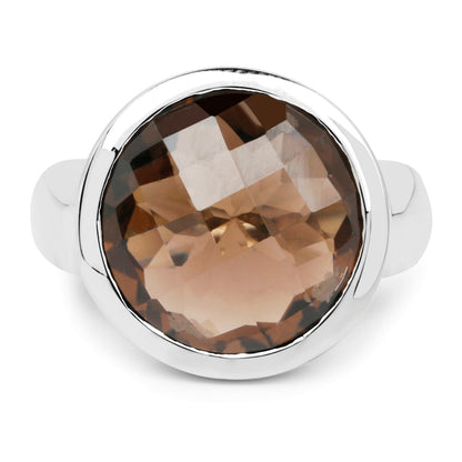 10.80 Carat Genuine Smoky Quartz .925 Sterling Silver Ring  DestGlow