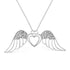.925 Sterling Silver Pave-Set Diamond Accent Angel Wing 18" Double Heart Pendant Necklace (I-J Color, I1-I2 Clarity) by Bids.com