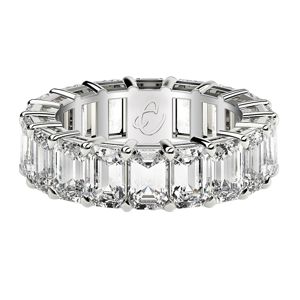 Emerald Cut Lab Grown Diamond Eternity Ring in 14k White Gold (8 cttw FG/VS2) by Bids.com