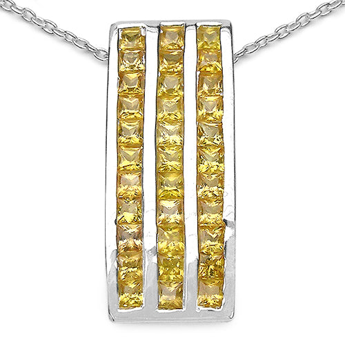 2.16 Carat Genuine Yellow Sapphire .925 Sterling Silver Pendant by Bids.com