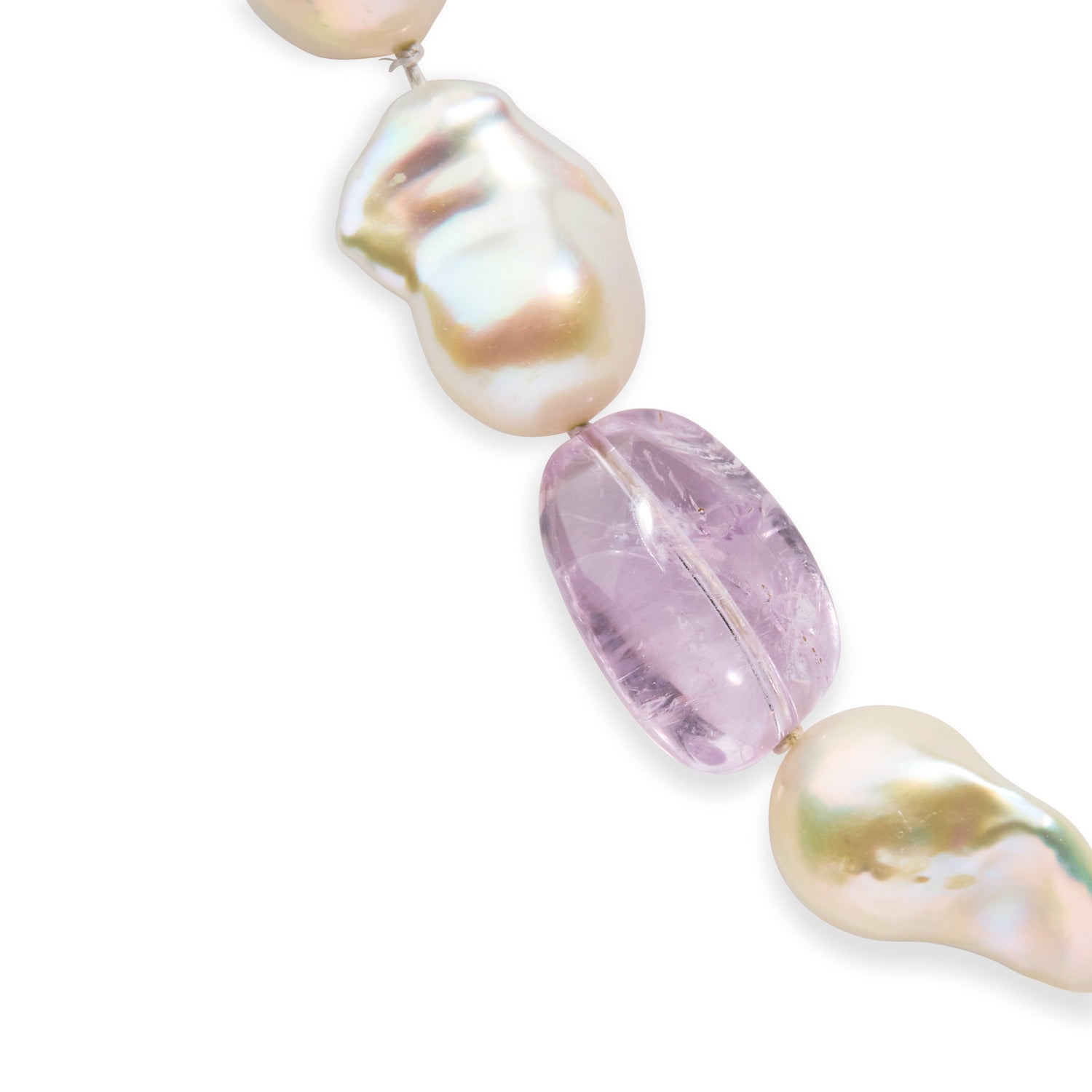 14K Yellow Gold Citrine, Amethyst, and Baroque Pearl Strand Necklace - 18" Inches by Bids.com