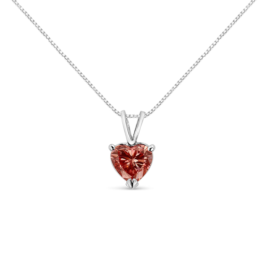 IGI Certified 14K White Gold Martini Set 1.00 Cttw Lab Grown Pink Heart Diamond Solitaire 18" Pendant Necklace (Pink Color, SI2 Clarity) by Bids.com