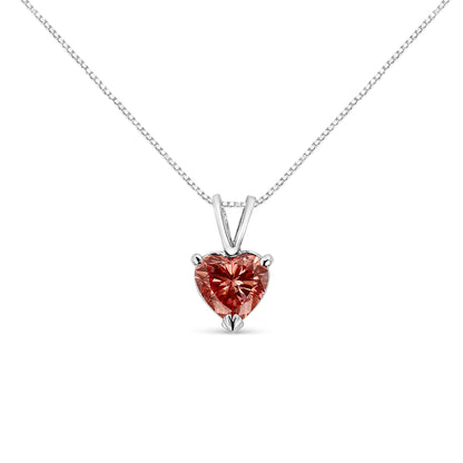 IGI Certified 14K White Gold Martini Set 1.00 Cttw Lab Grown Pink Heart Diamond Solitaire 18" Pendant Necklace (Pink Color, SI2 Clarity) by Bids.com