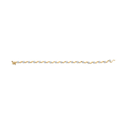 10k Yellow Gold 1.00 Cttw Round-Cut Diamond Floral S-Link 7.50" Bracelet (I-J Color, I2-I3 Clarity) by Bids.com