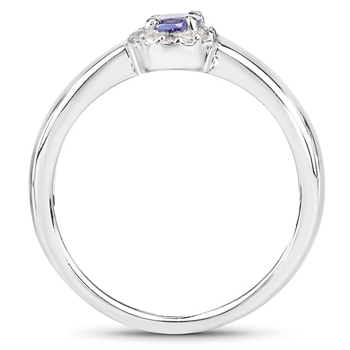 0.54 Carat Genuine Tanzanite and White Zircon .925 Sterling Silver Ring by Bids.com
