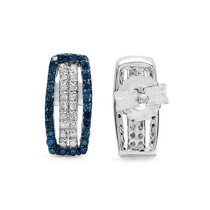 0.51 Carat Genuine Blue Diamond &amp; White Diamond .925 Sterling Silver Earrings by Bids.com