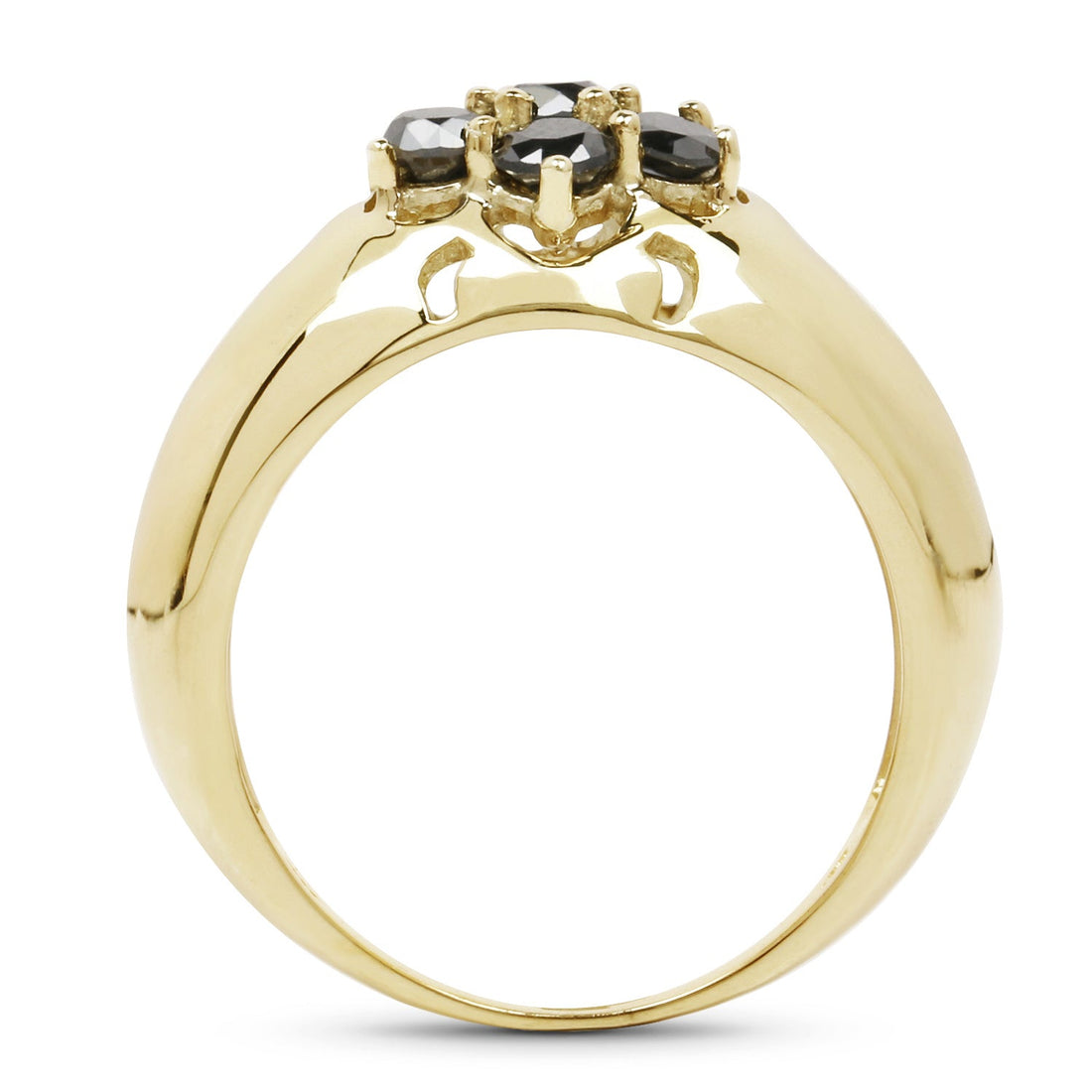 14K Yellow Gold Plated 0.98 Carat Genuine Black Diamond .925 Sterling Silver Ring by Bids.com