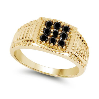 14K Yellow Gold Plated 0.63 Carat Genuine Black Diamond .925 Sterling Silver Ring  DestGlow