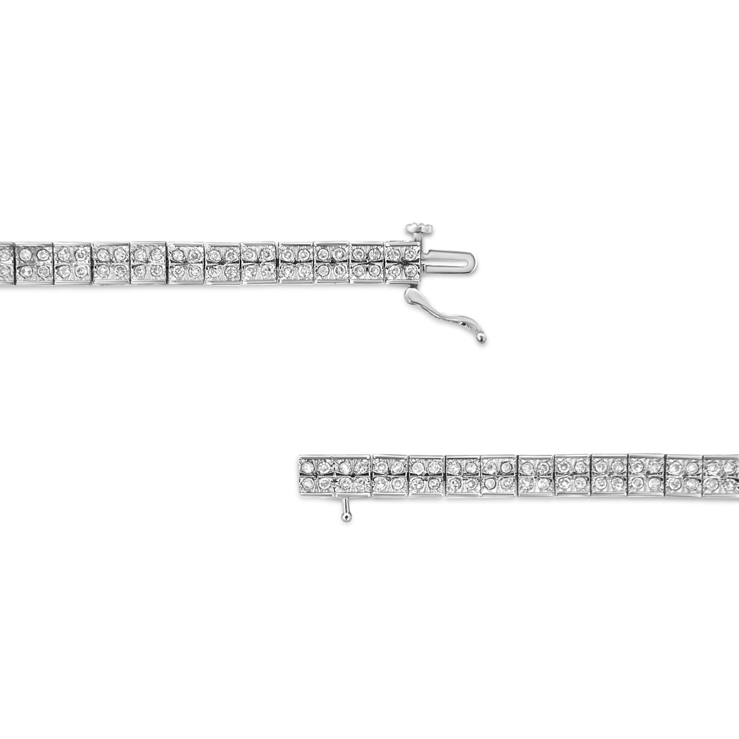 .925 Sterling Silver 2 Cttw Prong Set Round-Cut Diamond 4 Stone Box Link Bracelet (I-J Color, I3 Clarity) - 7.25" by Bids.com