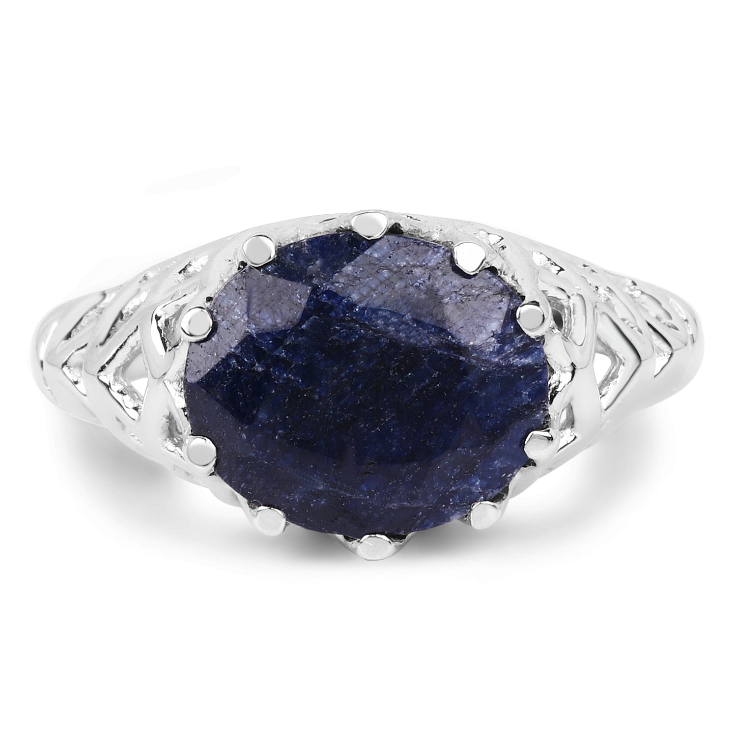 5.94 Carat Dyed Sapphire .925 Sterling Silver Ring by Bids.com
