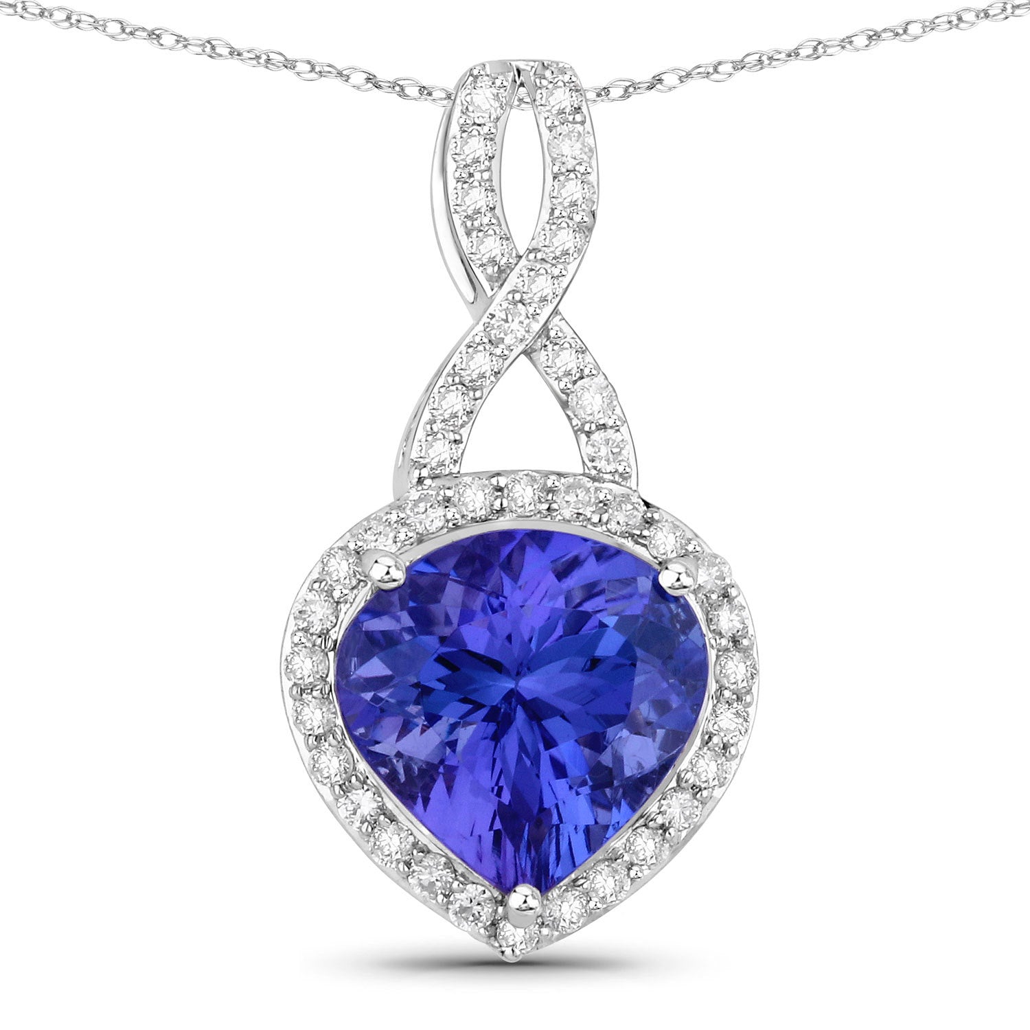 2.57 Carat Genuine Tanzanite and White Diamond 14K White Gold Pendant by Bids.com