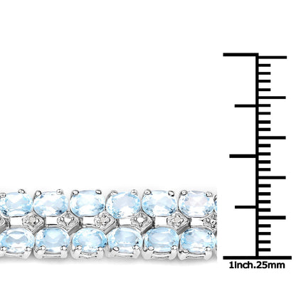 17.22 Carat Genuine Blue Topaz and White Diamond .925 Sterling Silver Bracelet by Bids.com