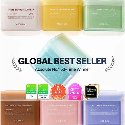 Collagen Ampoule Facial Toner Pads - Collagen &amp; Ceramide - Skin Firming &amp; Restore Elasticity &amp; Deep Hydration - Tighten Wrinkles &amp; Lines - Vegan Eco Silk Fabric