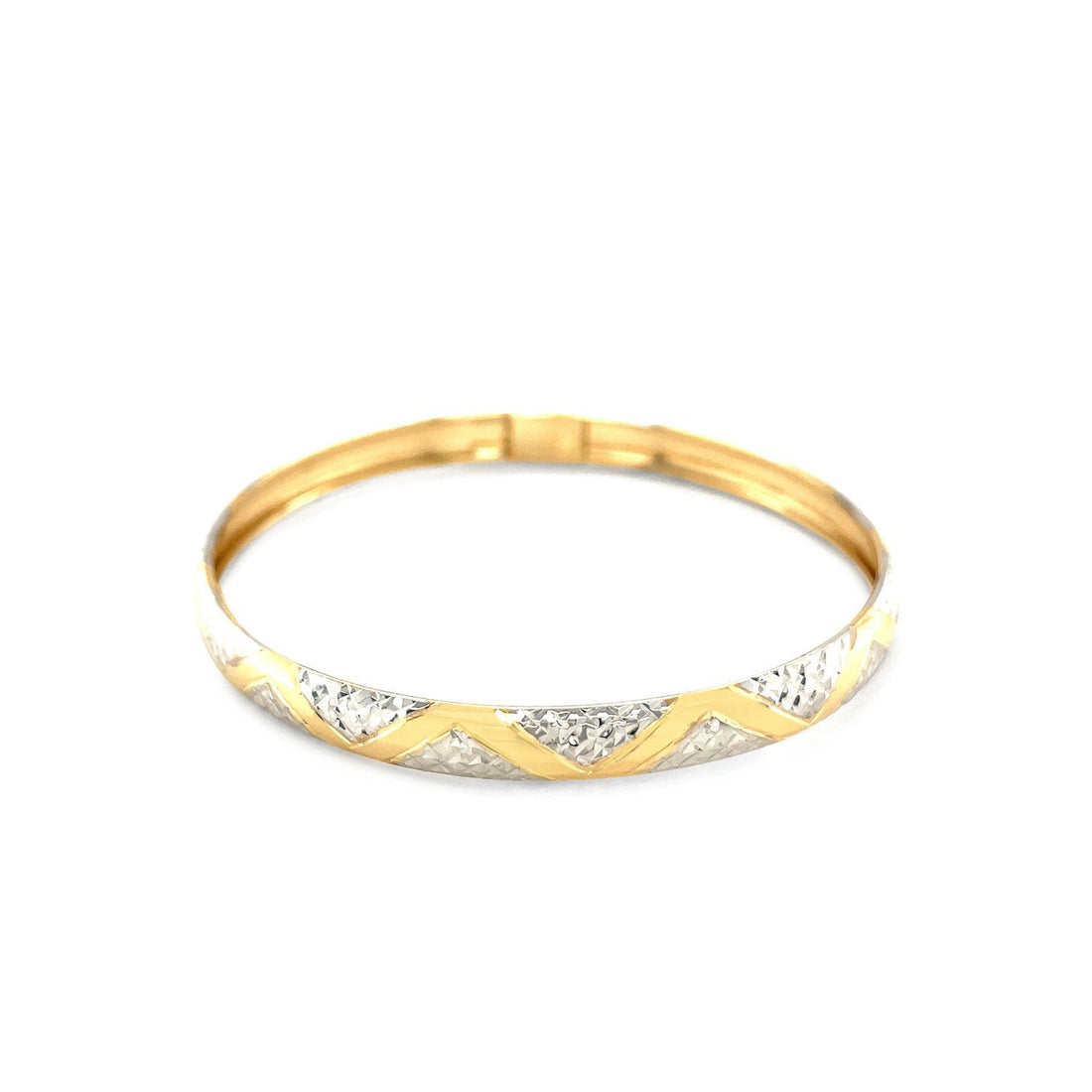 10k Two-Tone Gold Textured Zigzag Style Bangle by Bids.com