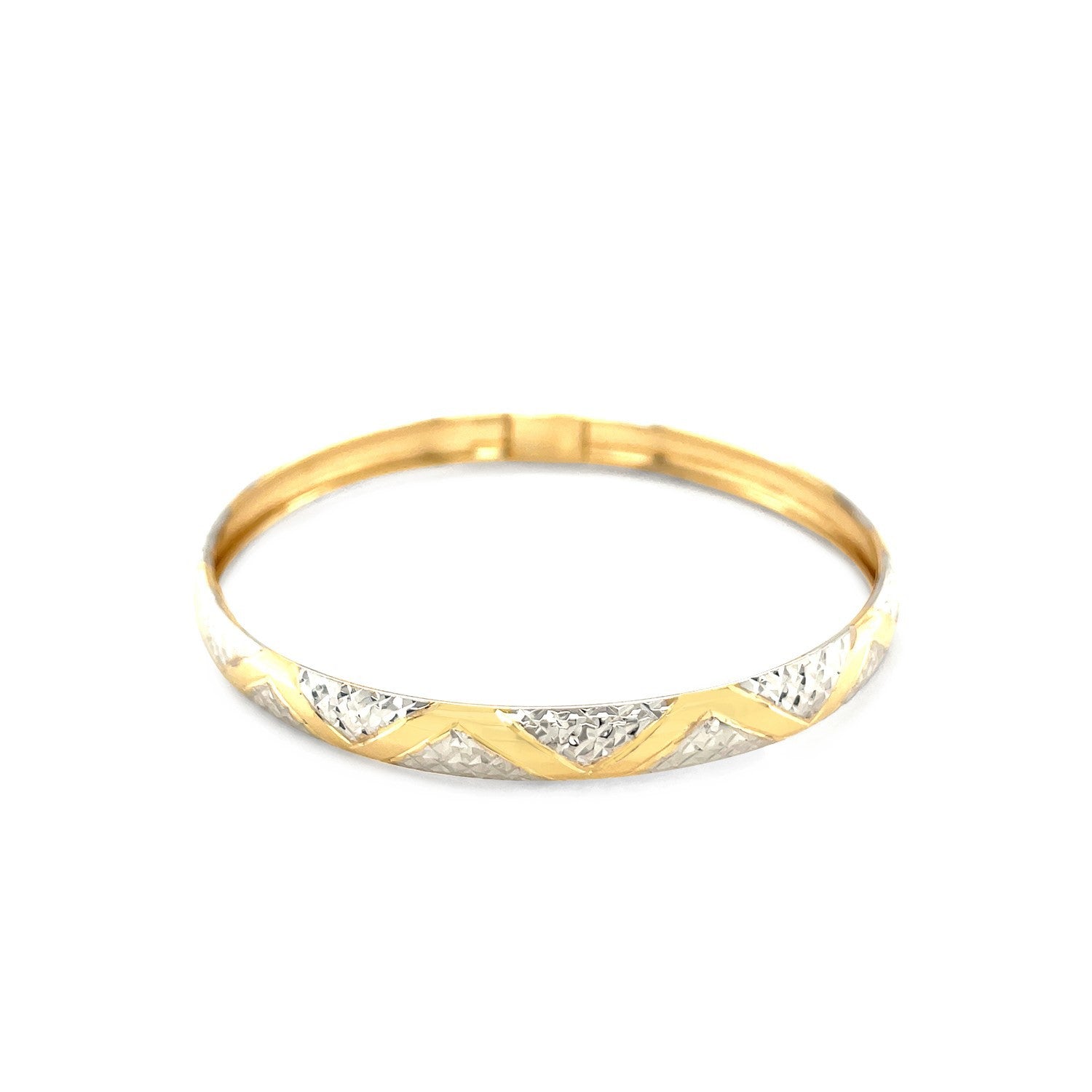 10k Two-Tone Gold Textured Zigzag Style Bangle by Bids.com