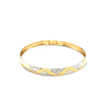10k Two-Tone Gold Textured Zigzag Style Bangle by Bids.com