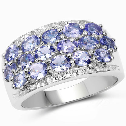 2.76 Carat Genuine Tanzanite and White Topaz .925 Sterling Silver Ring by Bids.com