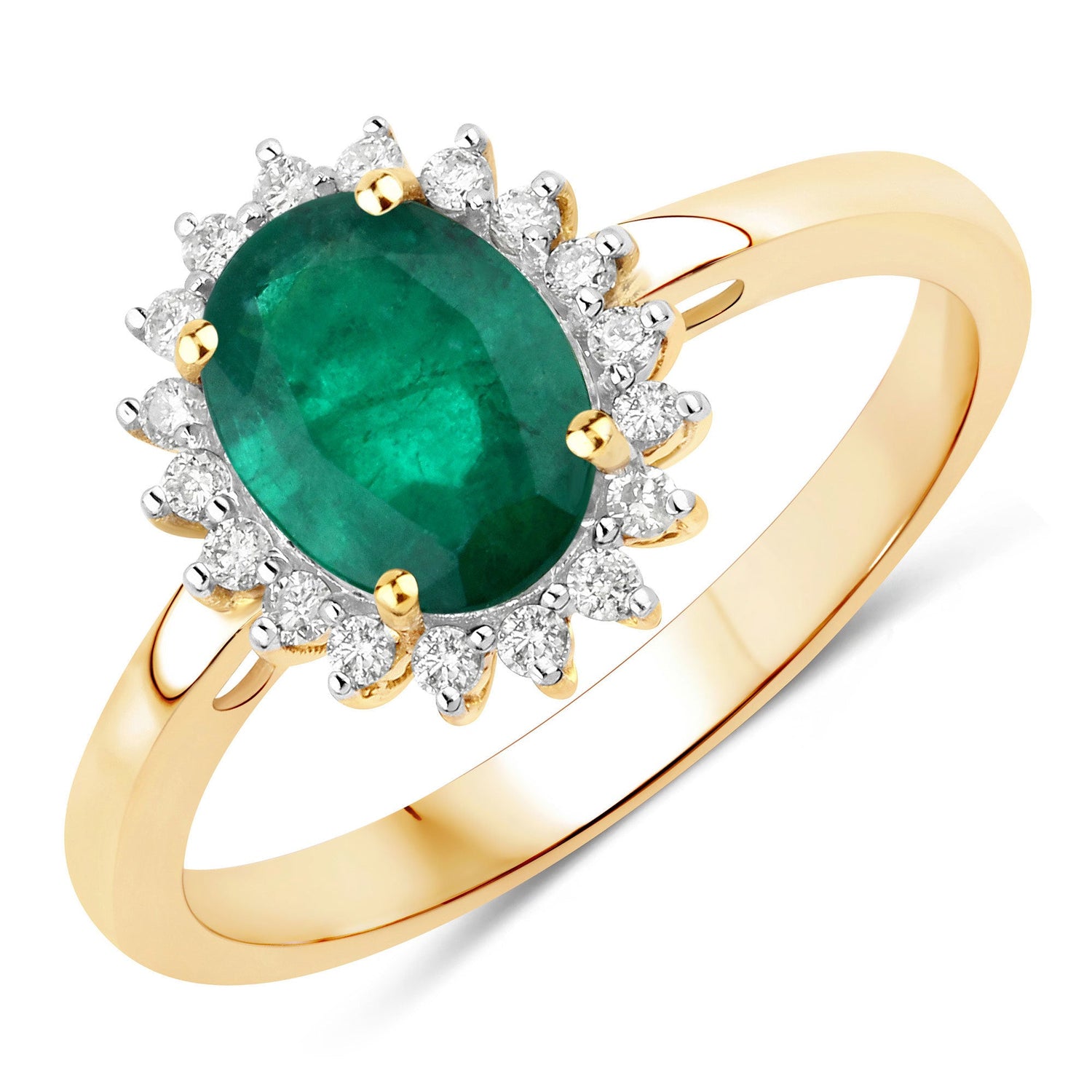 1.34 Carat Genuine Zambian Emerald and White Diamond 14K Yellow Gold Ring by Bids.com
