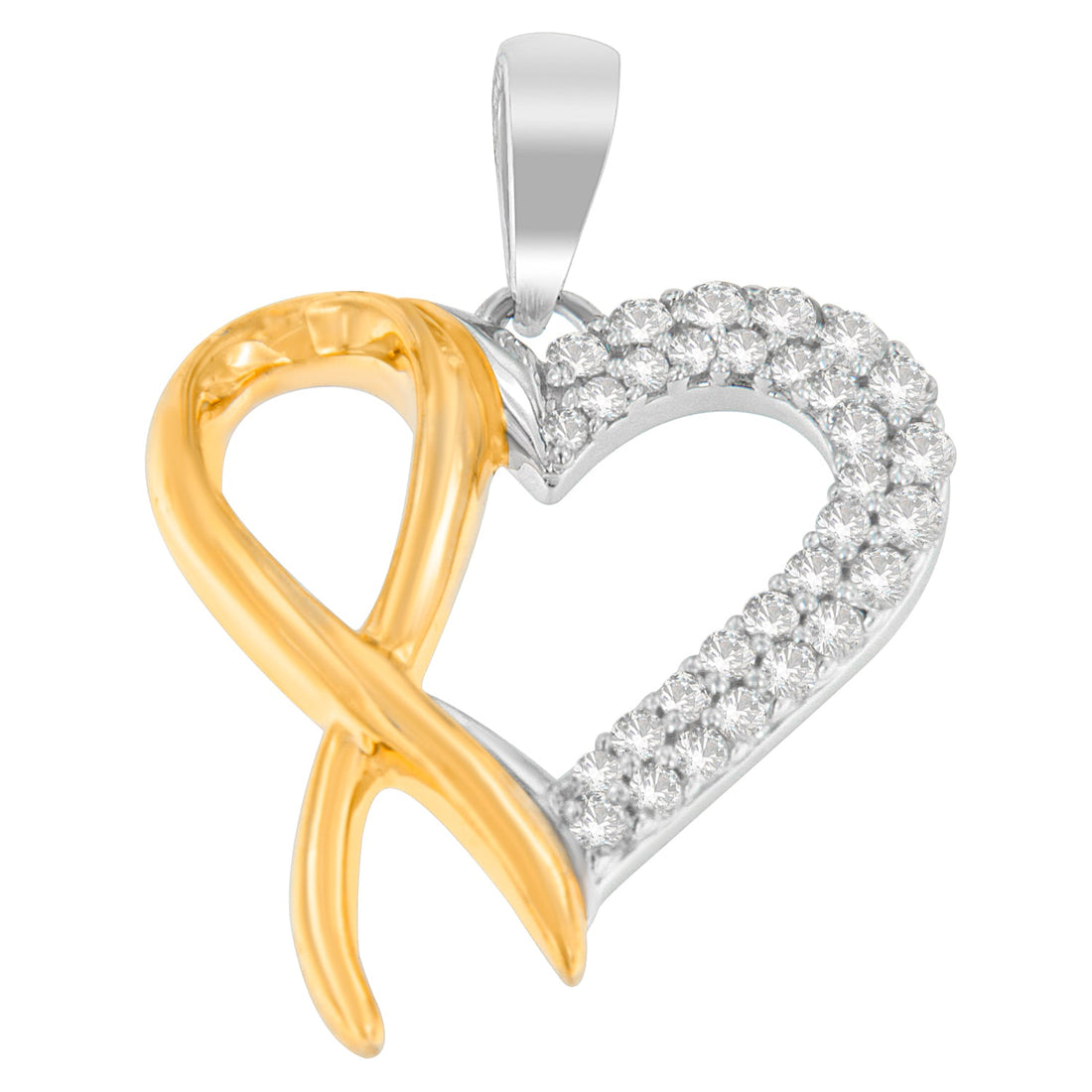 .925 Sterling Silver Two Toned 1/4 cttw Round Cut Diamond Pendant Necklace (H-I, I2-I3) by Bids.com