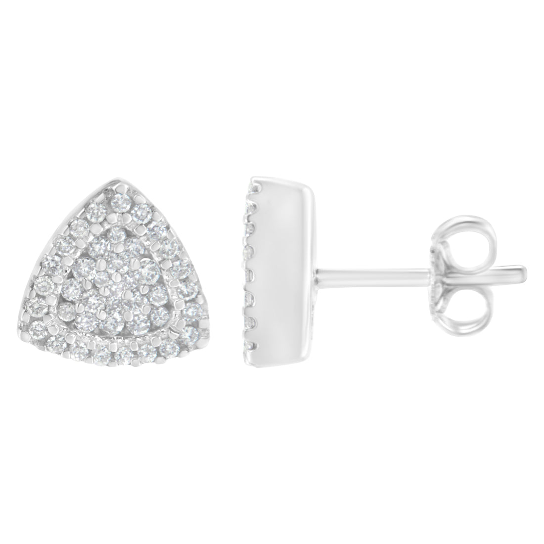 14K White Gold 1/2 cttw Trillion Shaped Diamond Stud Earrings (H-I Clarity, SI2-I1 Color) by Bids.com