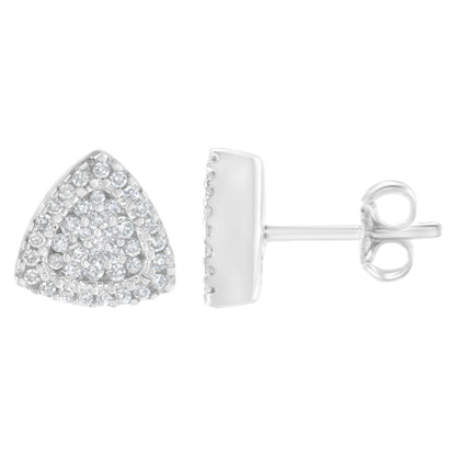 14K White Gold 1/2 cttw Trillion Shaped Diamond Stud Earrings (H-I Clarity, SI2-I1 Color) by Bids.com