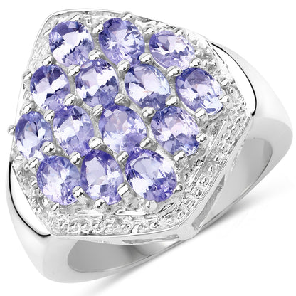 2.41 Carat Genuine Tanzanite and White Topaz .925 Sterling Silver Ring by Bids.com