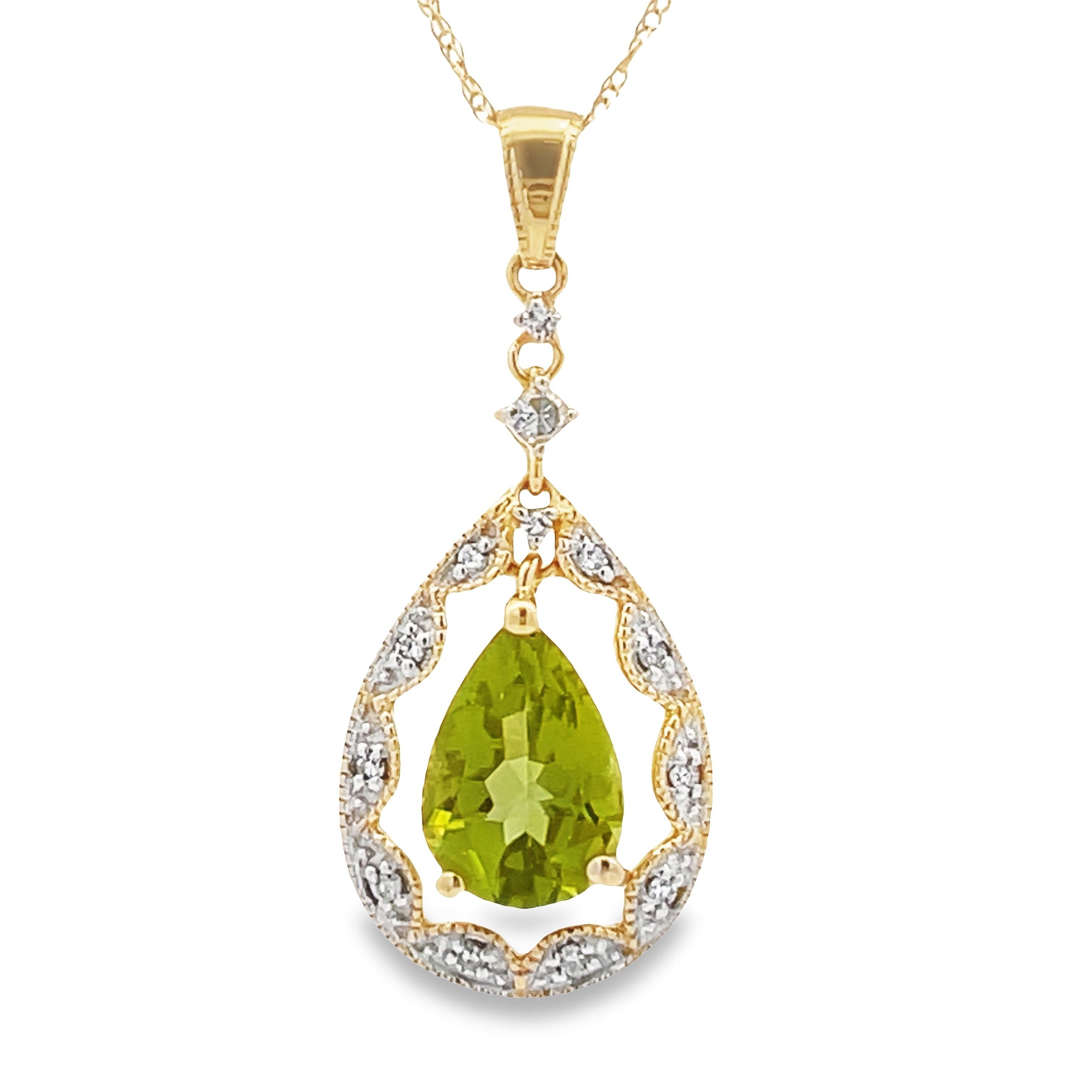 Peridot Diamond Fashion Pendants 14KT Yellow Gold by Bids.com