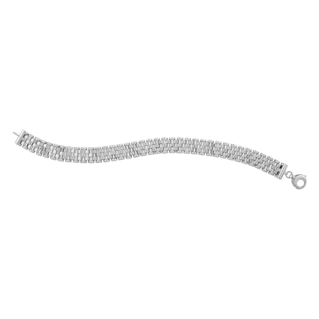 14k White Gold Faceted Panther Link Chain Bracelet by Bids.com