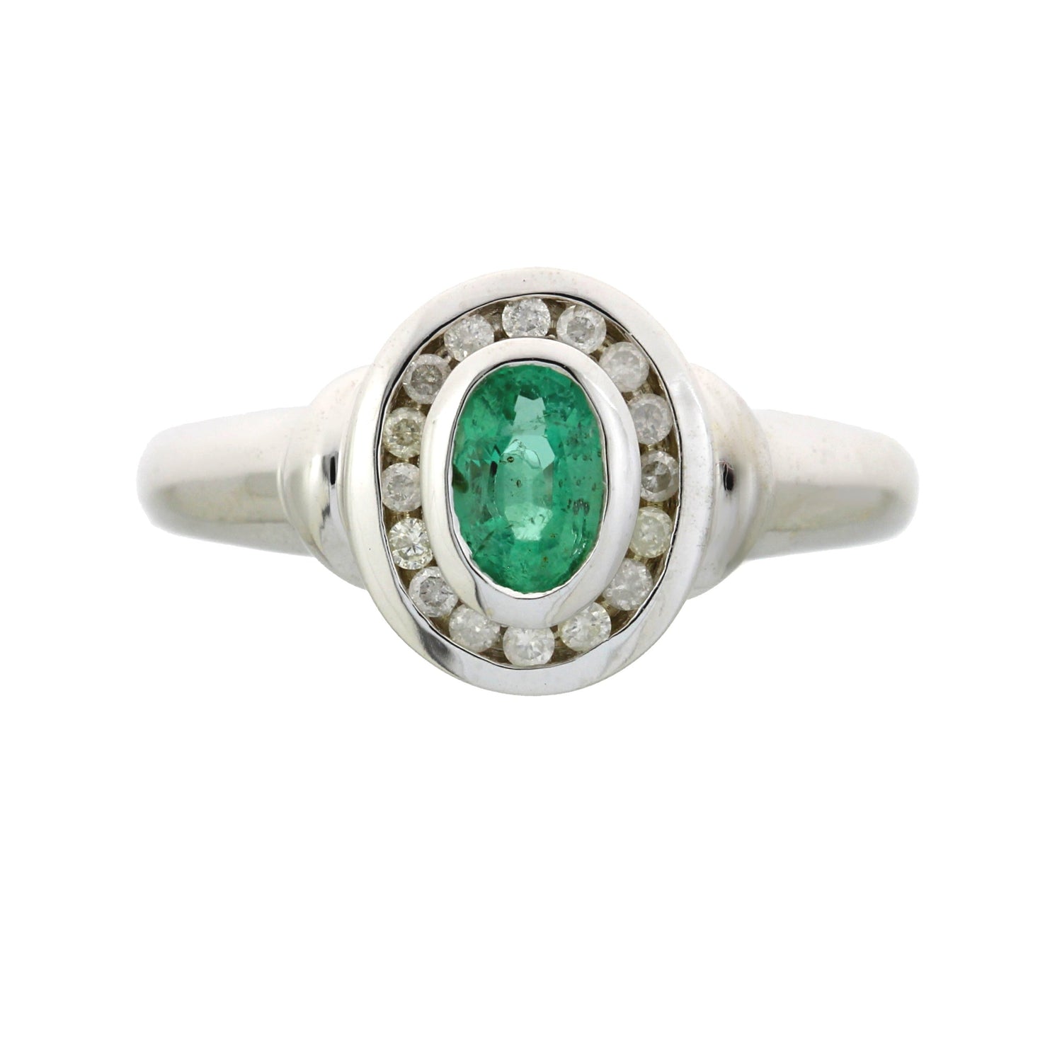 Natural .60ct Emerald Diamond Ring 10KT White Gold by Bids.com