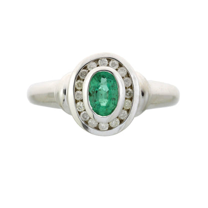 Natural .60ct Emerald Diamond Ring 10KT White Gold by Bids.com