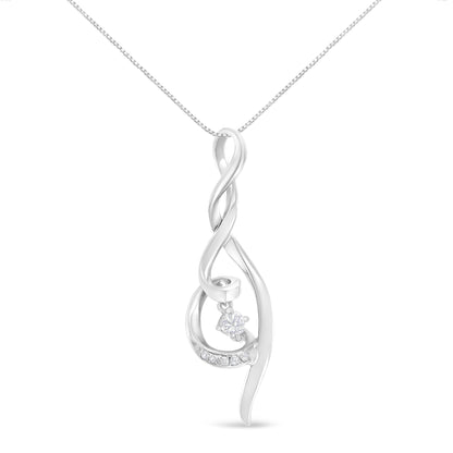 Espira 10K White Gold 1/10 cttw Diamond Swirl Pendant Necklace (I-J, I1-I2) by Bids.com