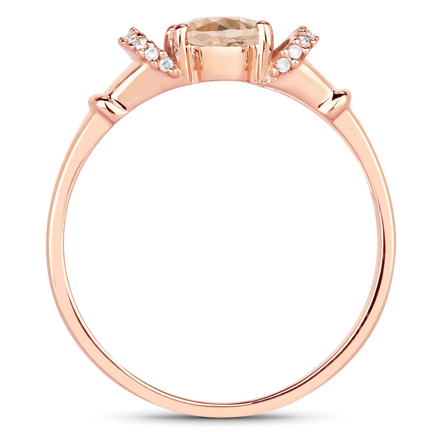 0.75 Carat Genuine Morganite and White Diamond 14K Rose Gold Ring by Bids.com