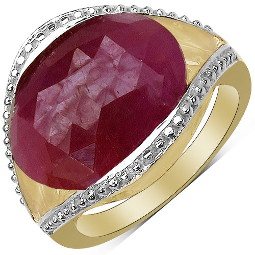14K Yellow Gold Plated 9.29 Carat Genuine Pink Sapphire &amp; White Diamond .925 Sterling Silver Ring by Bids.com