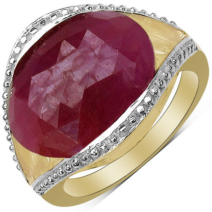 14K Yellow Gold Plated 9.29 Carat Genuine Pink Sapphire &amp; White Diamond .925 Sterling Silver Ring by Bids.com