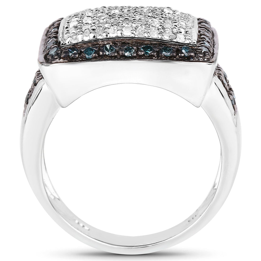 0.64 Carat Genuine White Diamond and Blue Diamond .925 Sterling Silver Ring by Bids.com