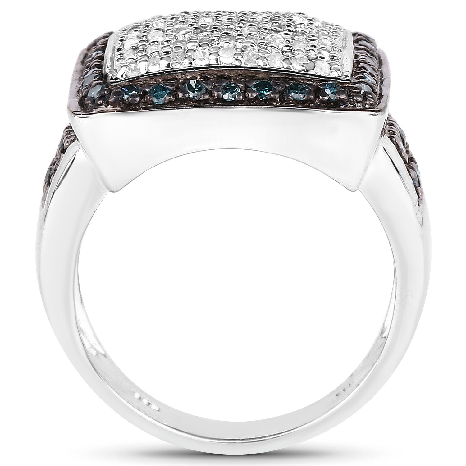 0.64 Carat Genuine White Diamond and Blue Diamond .925 Sterling Silver Ring by Bids.com