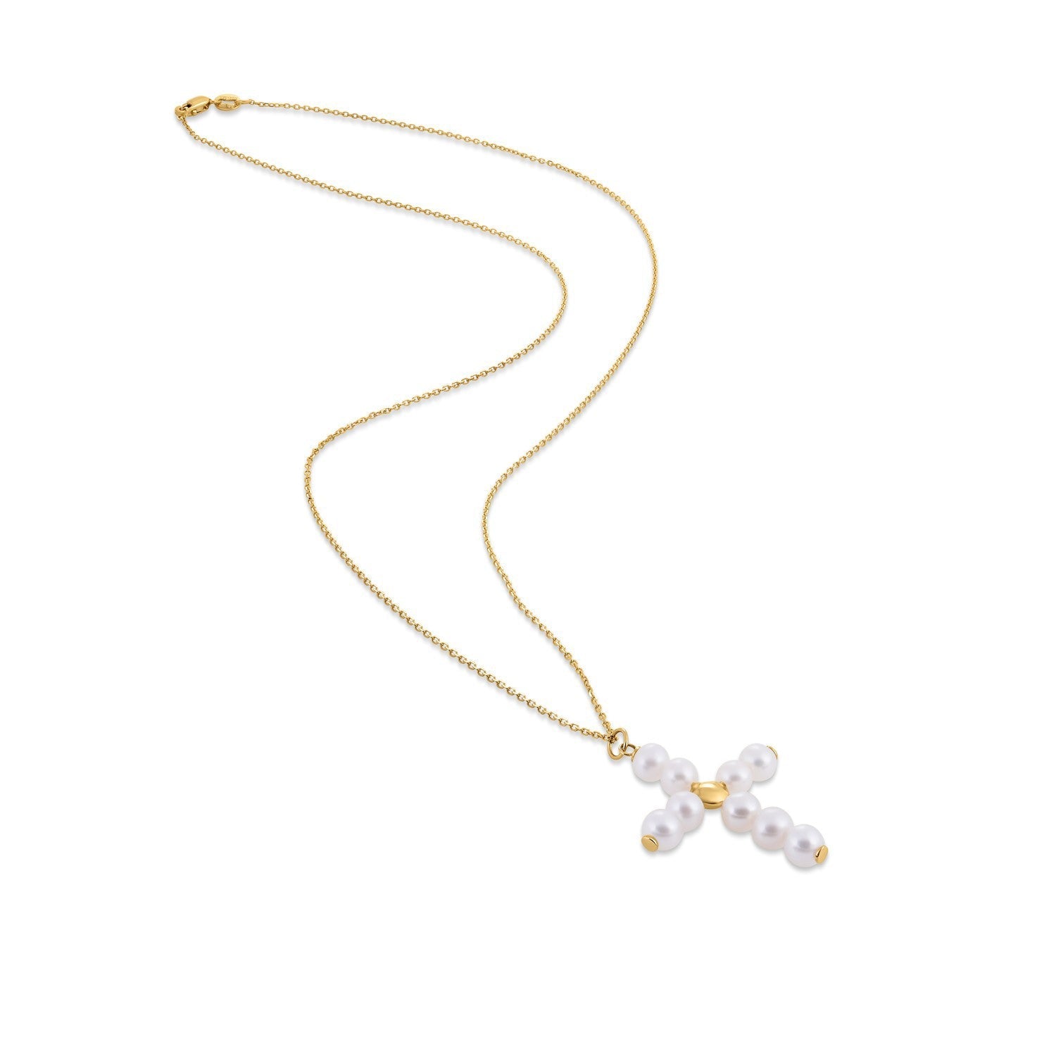 14k Yellow Gold Pearl Cross Pendant by Bids.com