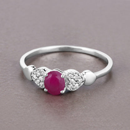 0.36 Carat Genuine Ruby and White Diamond 14K White Gold Ring by Bids.com