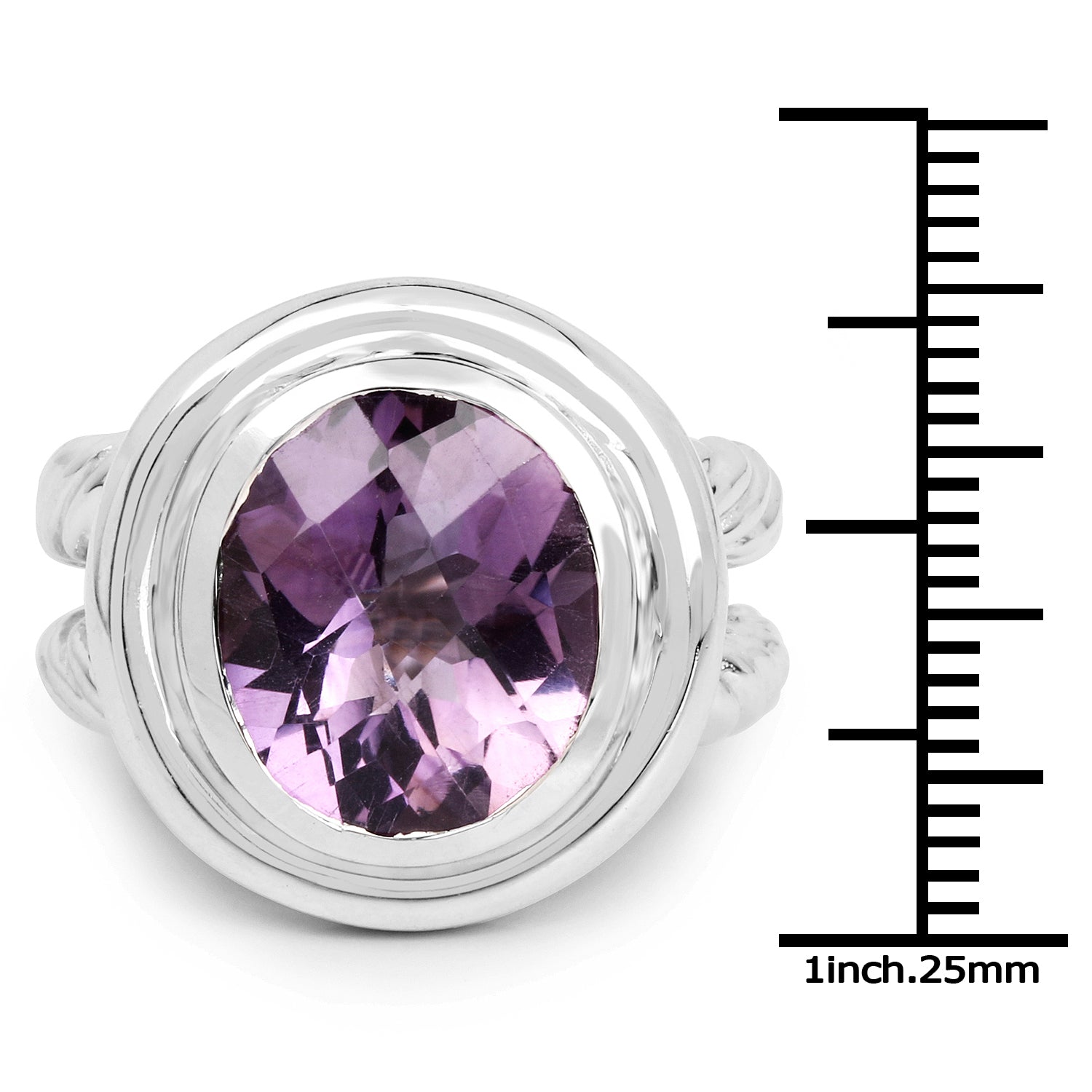 6.92 Carat Genuine Amethyst .925 Sterling Silver Ring  DestGlow