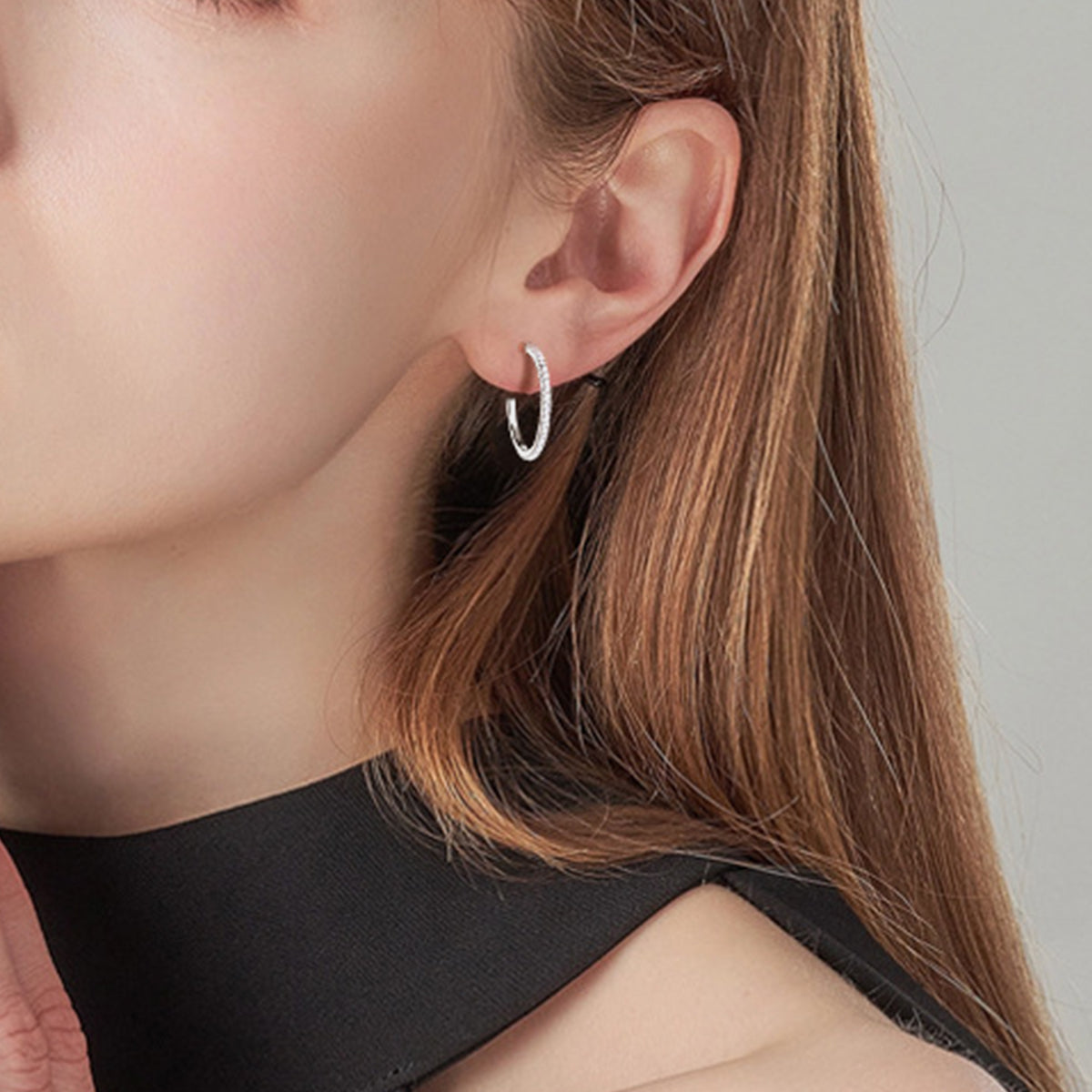 Inlaid Sparkala™ Pure Sterling Silver C-Hoop Earrings - DestGlow