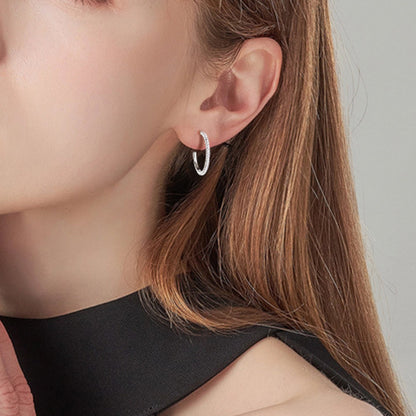 Inlaid Sparkala™ Pure Sterling Silver C-Hoop Earrings - DestGlow