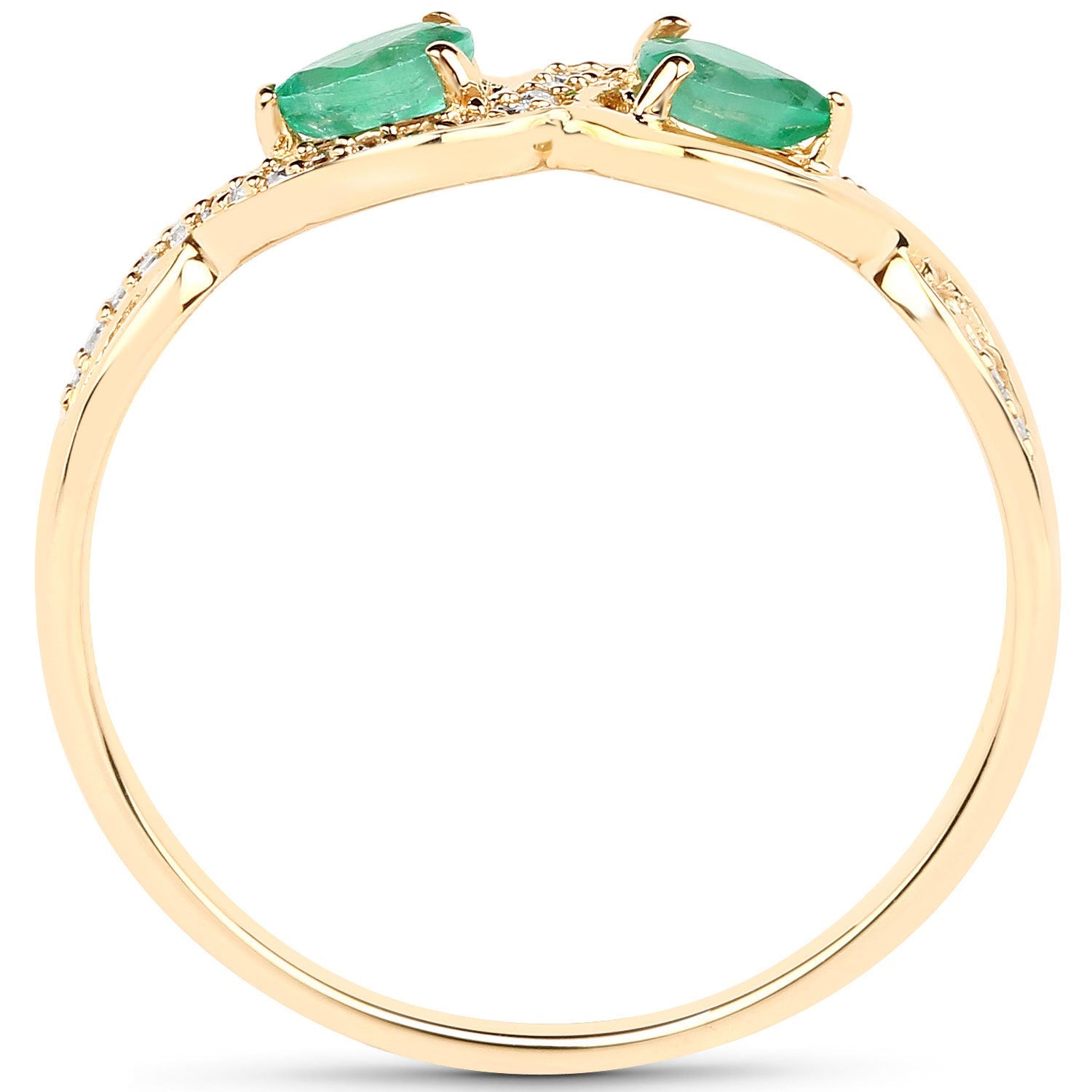 0.35 Carat Genuine Zambian Emerald and White Diamond 14K Yellow Gold Ring by Bids.com