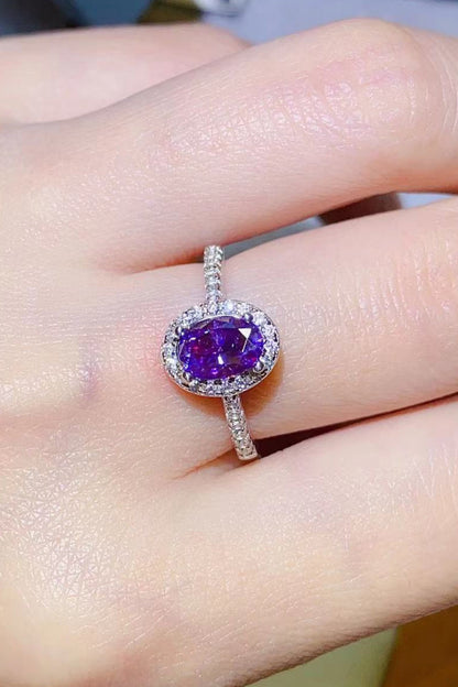 Platinum Over Pure Sterling Silver 1 Carat Purple Purple Oval-Cut Sparkala™ Ring by Sparkala