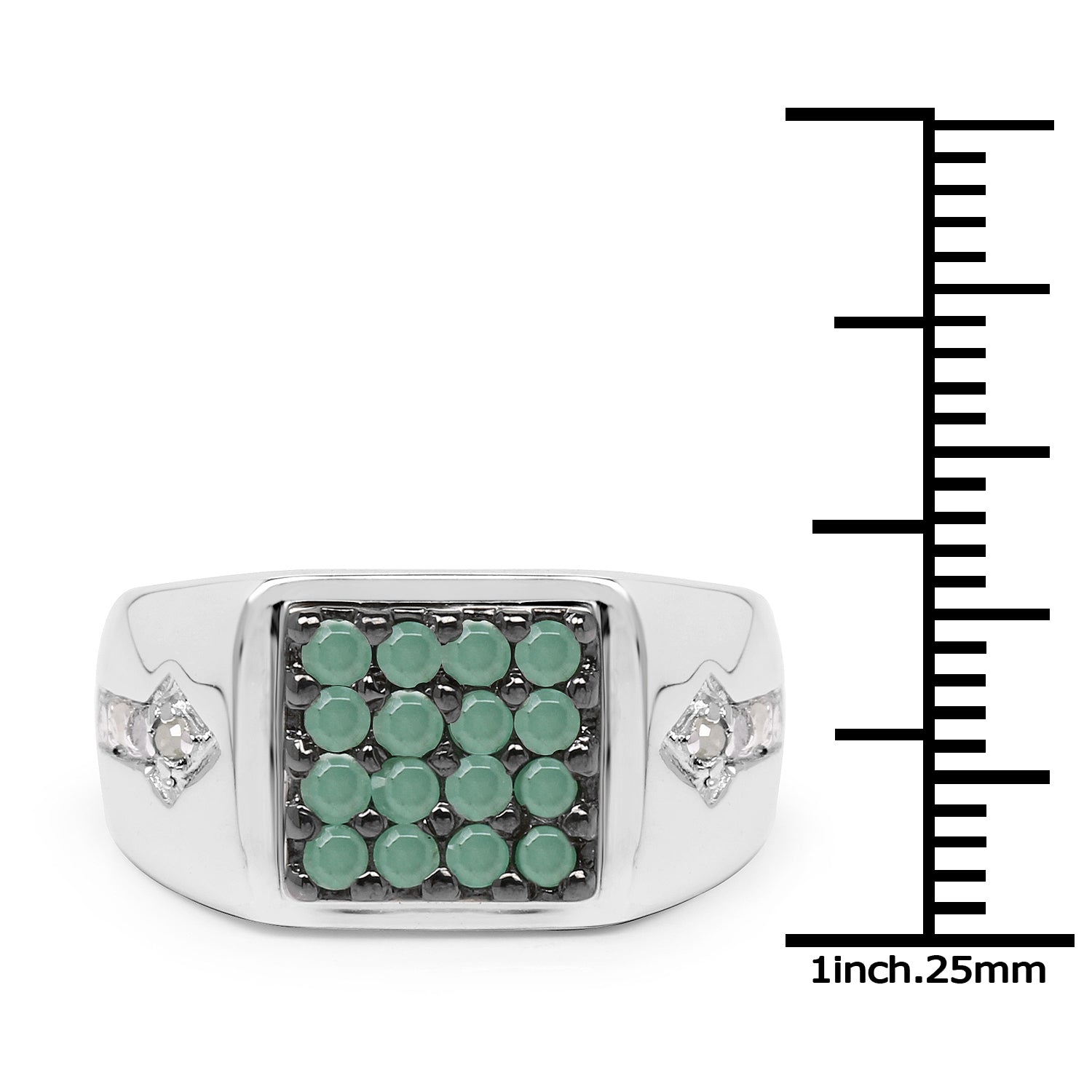 0.60 Carat Genuine Emerald &amp; White Diamond .925 Sterling Silver Ring by Bids.com
